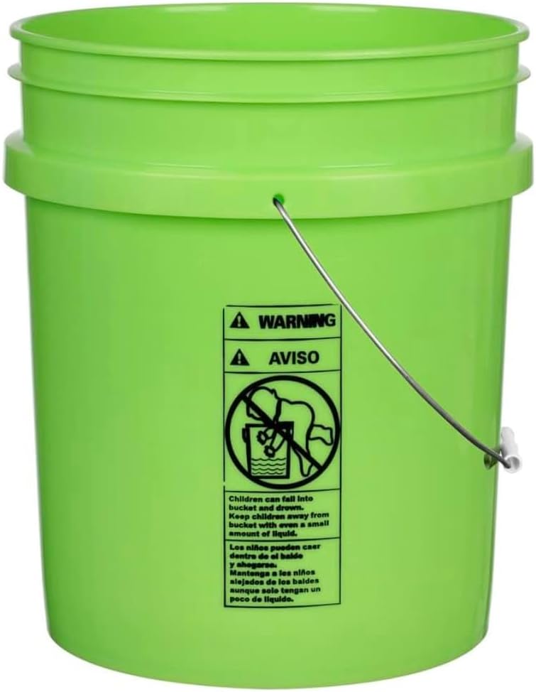 House Naturals 5 Gallon Premium HPDE Plastic Bucket - Made in USA Food Grade Storage Container, BPA Free All Purpose Pail (3, Lime)