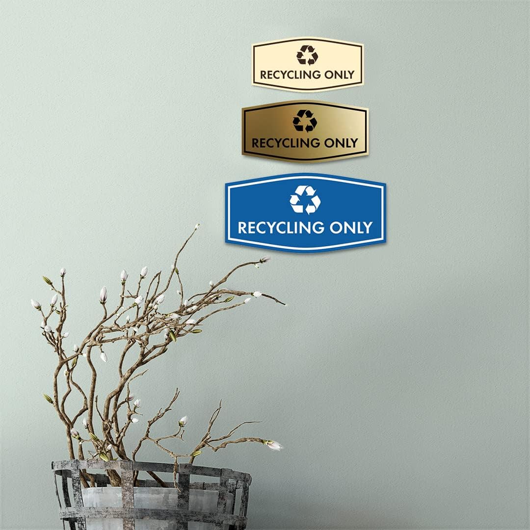 Fancy Recycling Only Sign (Navy Blue/White) - Medium