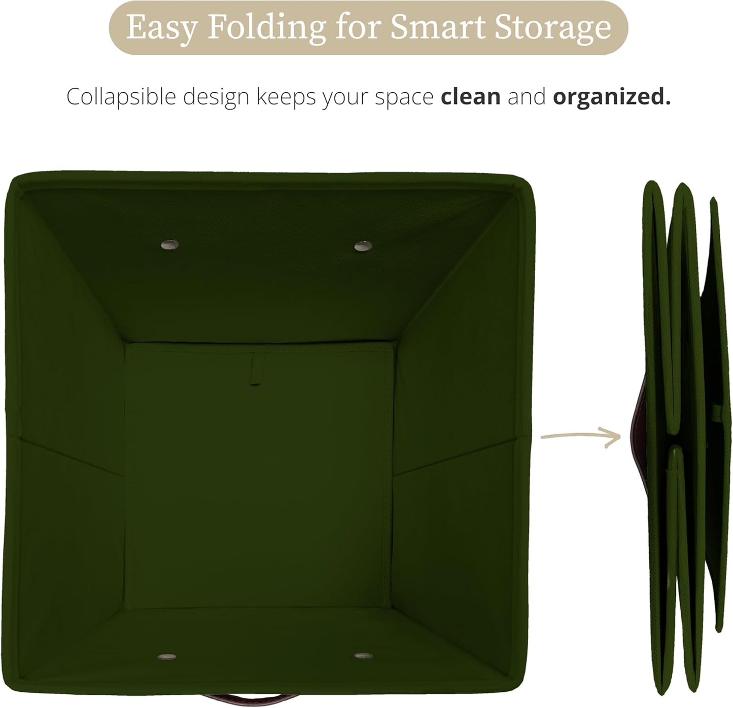 DECOMOMO Storage Cubes, 13x13x13 Storage Cube Bins with Labels, Fabric Organizer Bins (13" / 6pcs, Olive Green)