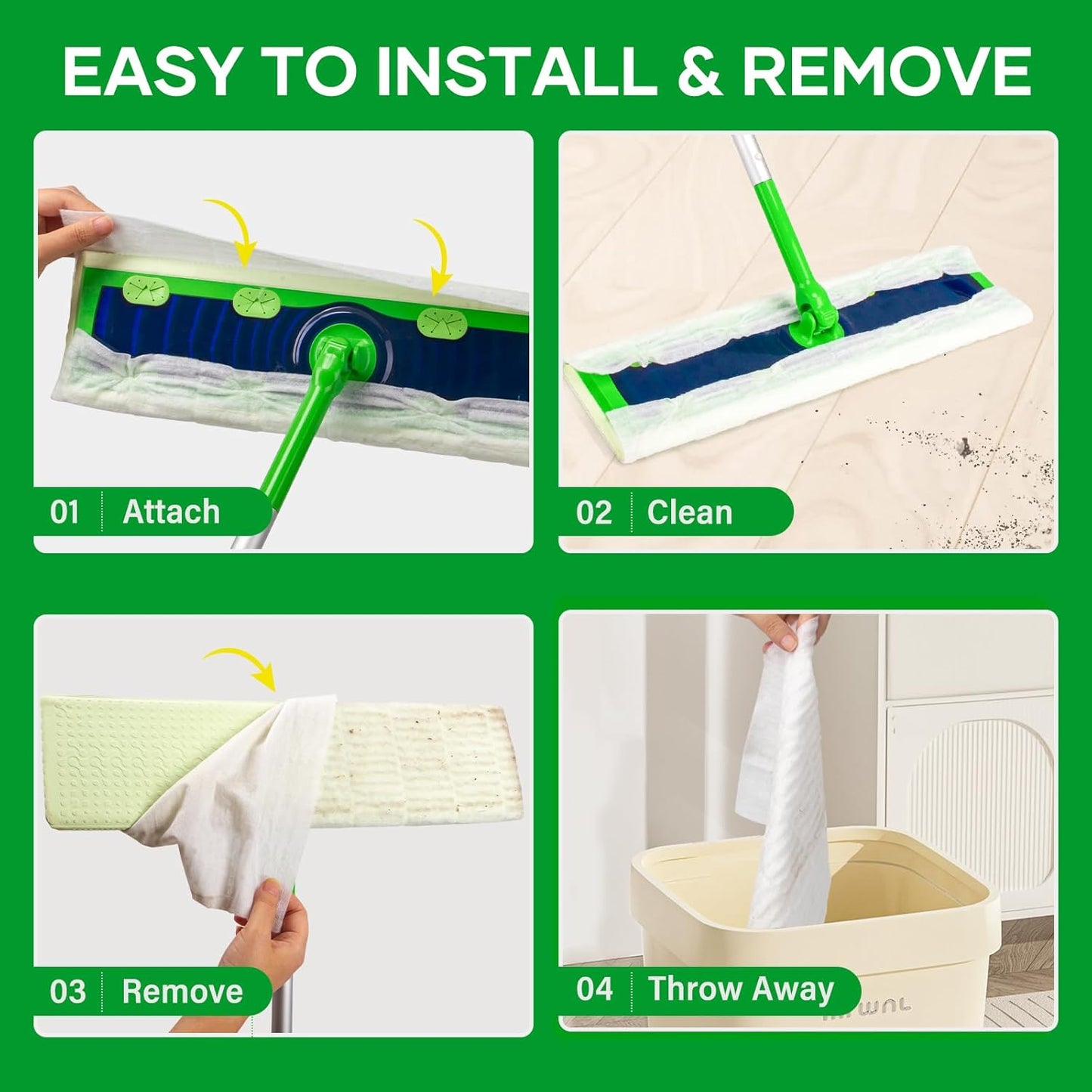 60 Pack Dry Sweeping Cloths for Swiffer Sweeper XL Replacement - Dust-Absorbing Disposable Pads, Non-Washable & Unscented, Compatible with Swiffer XL (Static-Lift, Lint-Free)