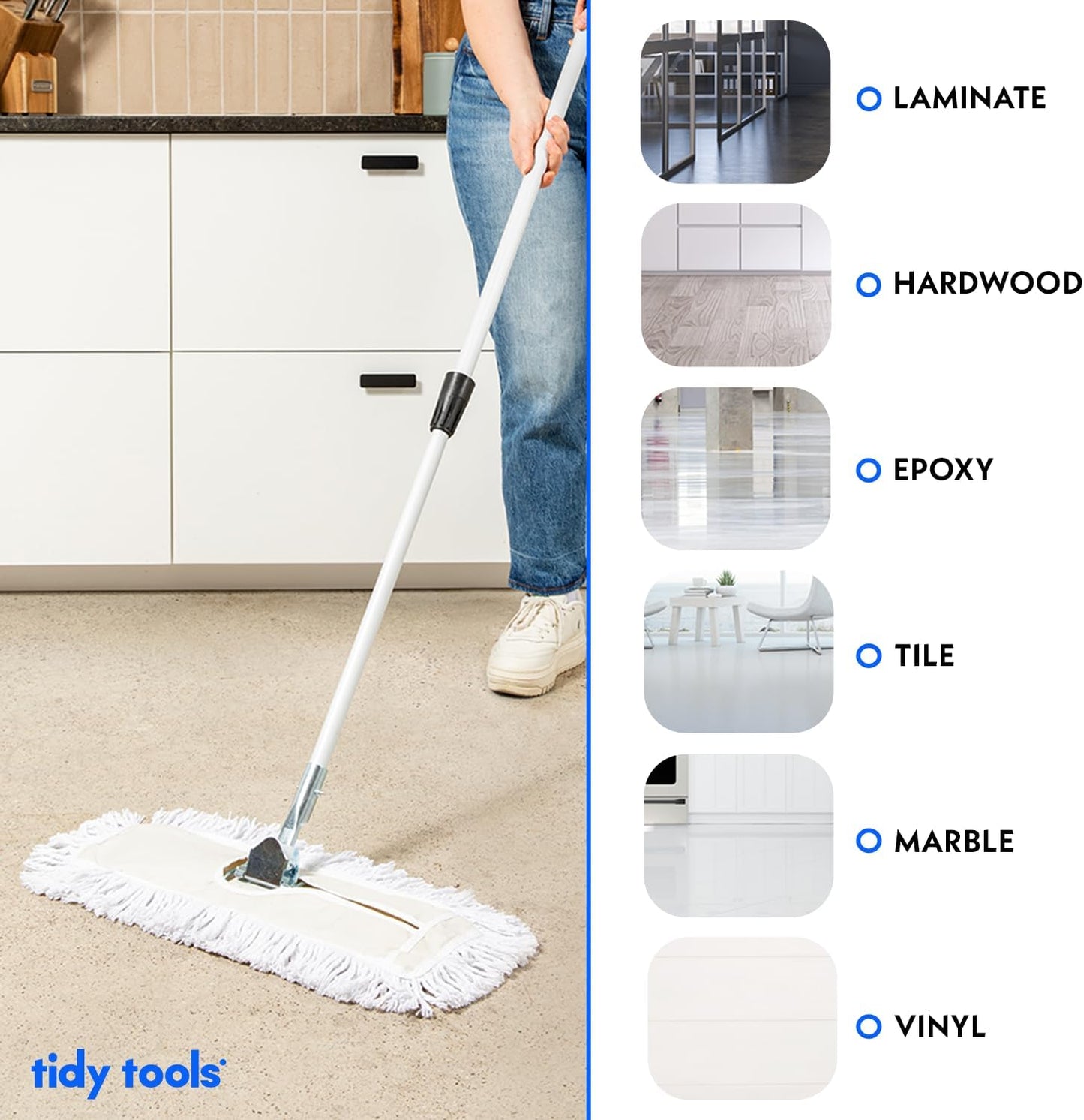 Commercial Dust Mop – 36 Inch Floor Sweeper for Hardwood, Reusable Cotton Mop Head, Extendable Handle, Dry Mop for Floor Cleaning & Janitorial Supplies