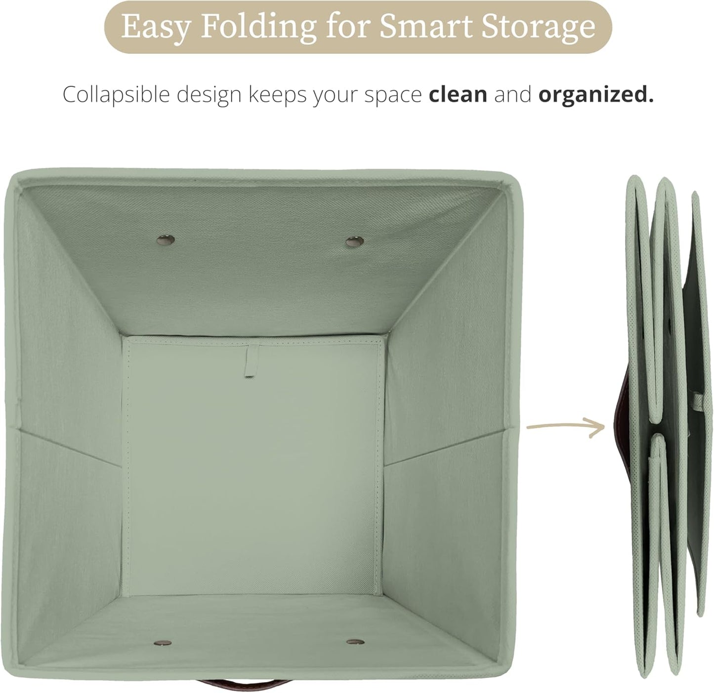 DECOMOMO Storage Baskets, 13x15x13 Storage Cube Bins with Labels for Organizing Shelves Kallax (Kallax / 4pcs, Sage Green)