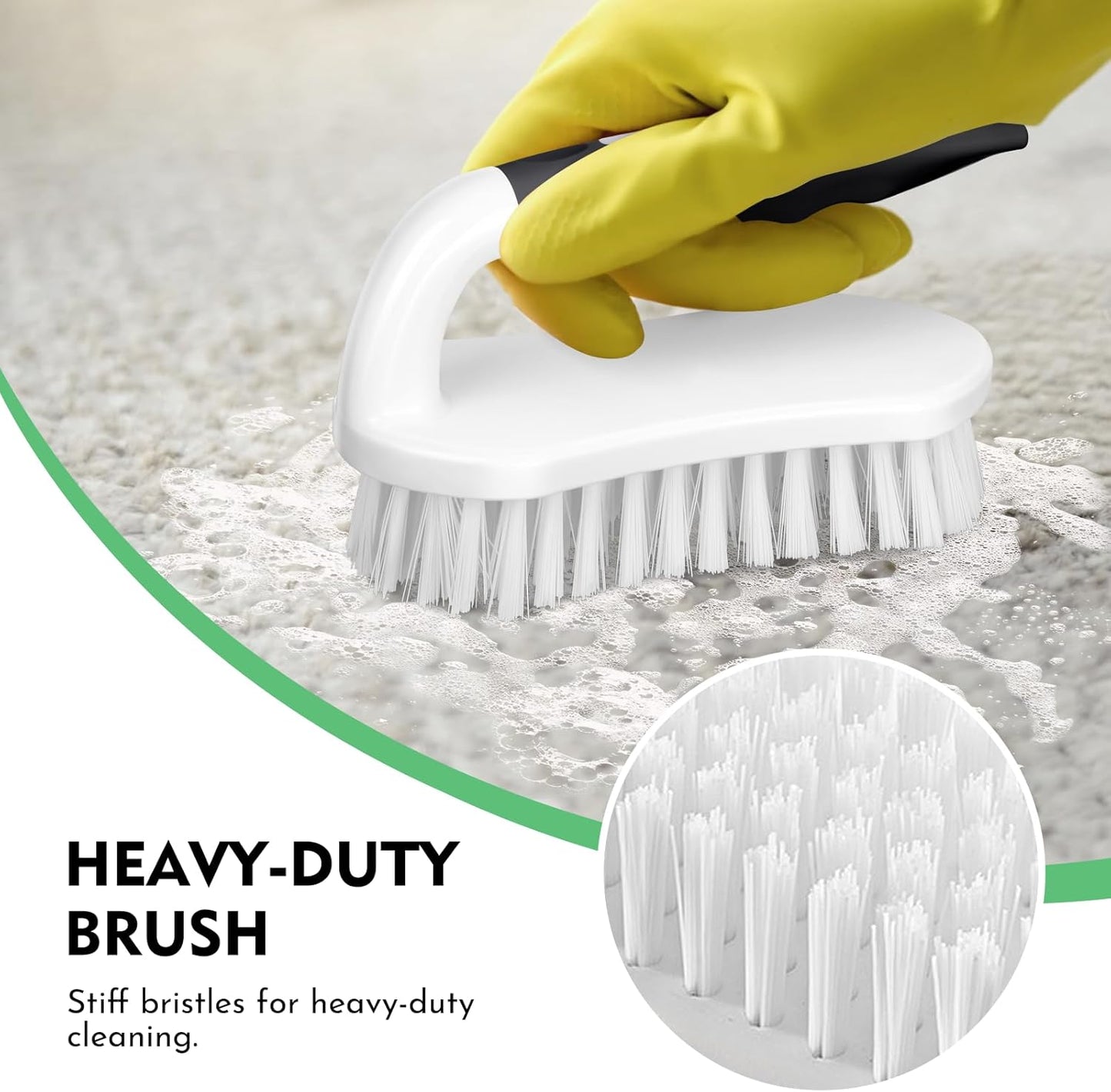 SetSail Scrub Brush, Heavy-Duty Scrub Brushes for Cleaning with Stiff Bristles Cleaning Brush for Shower, Bathroom, Carpet, Kitchen and Bathtub Scrubber - 3 Pack (Black White)