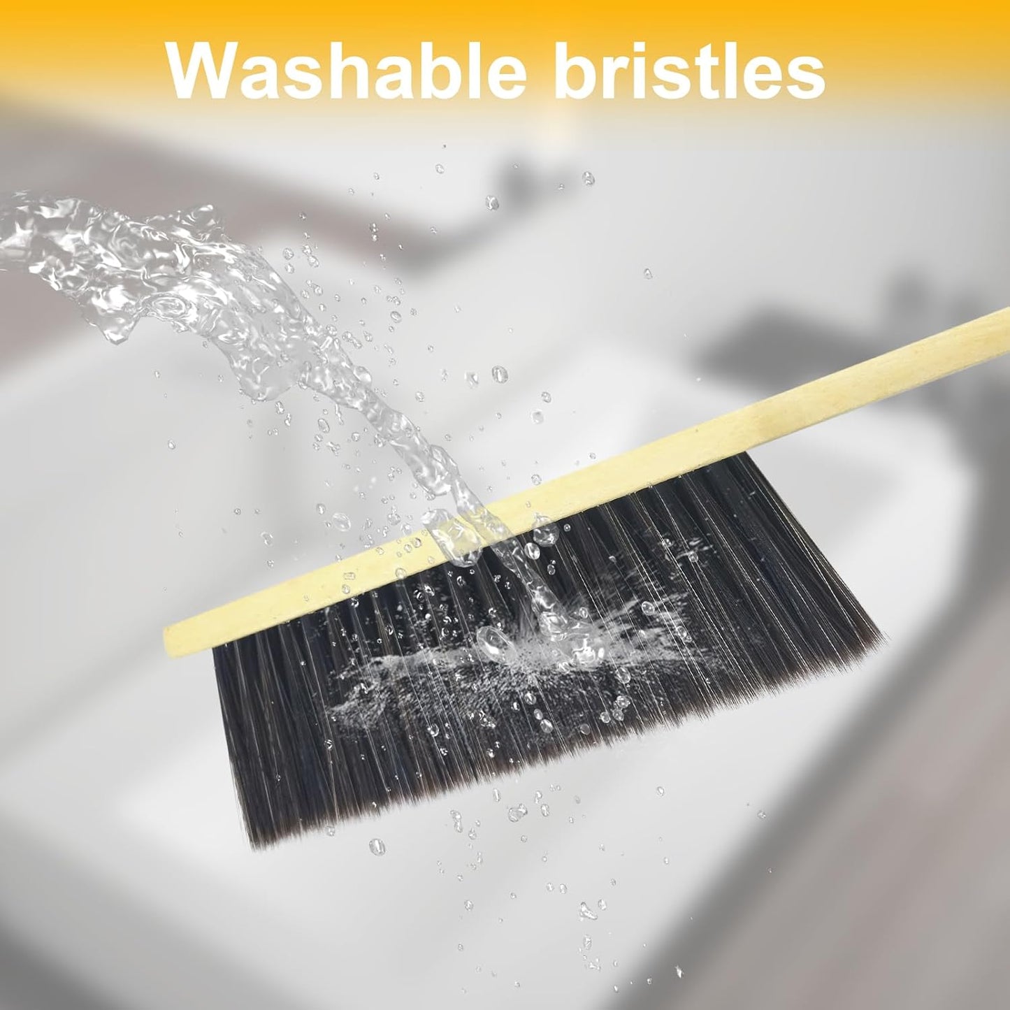 2 Pcs Hand Broom Brush, Wooden Handle Soft Bristle Cleaning Dust Brush,for Furniture, Bed, Car, Bench, Crevice Cleans, Sofa, Fireplace, Clothes (Straight Handle)