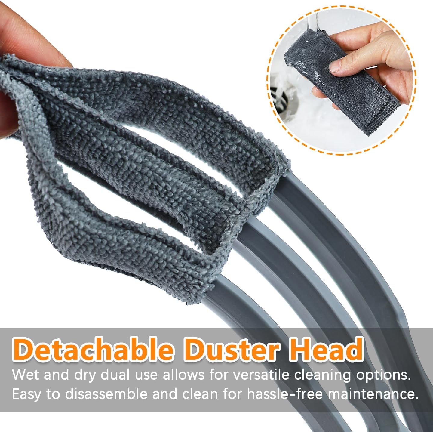 Microfiber Feather Duster, Window Blind Duster Brush, Blind Cleaner Tools for Window Blinds, Air Conditioner Vents, Fans, Car Vents - 1 Brush with 4 Microfiber Sleeves