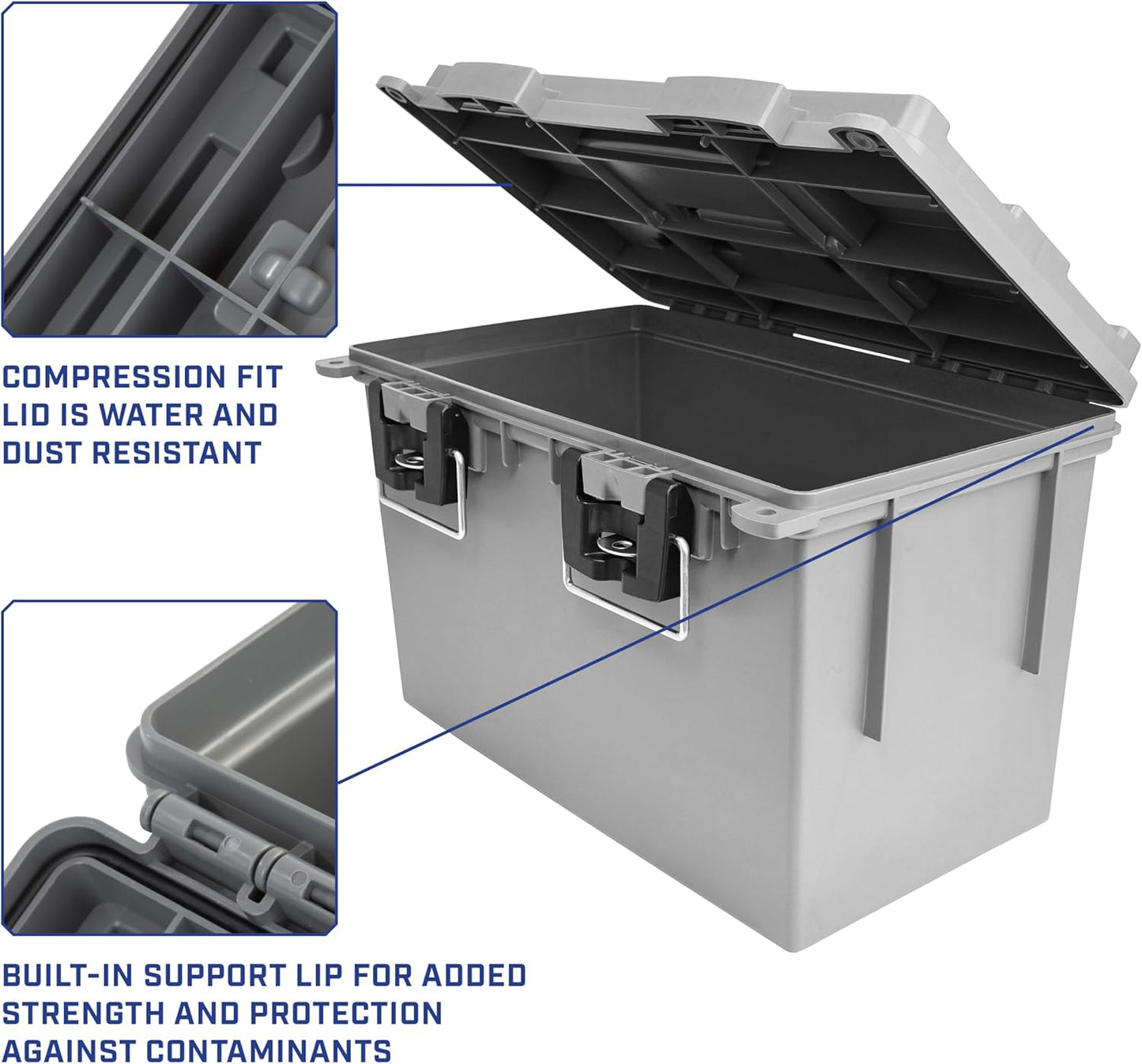 Sheffield 12766 XL Storage Bins With Lids, 4-Pack Stackable Storage Bins, Made in USA, Lockable and Water-Resistant Containers with Lids, Plastic Containers for Home, Classroom, and Dorm