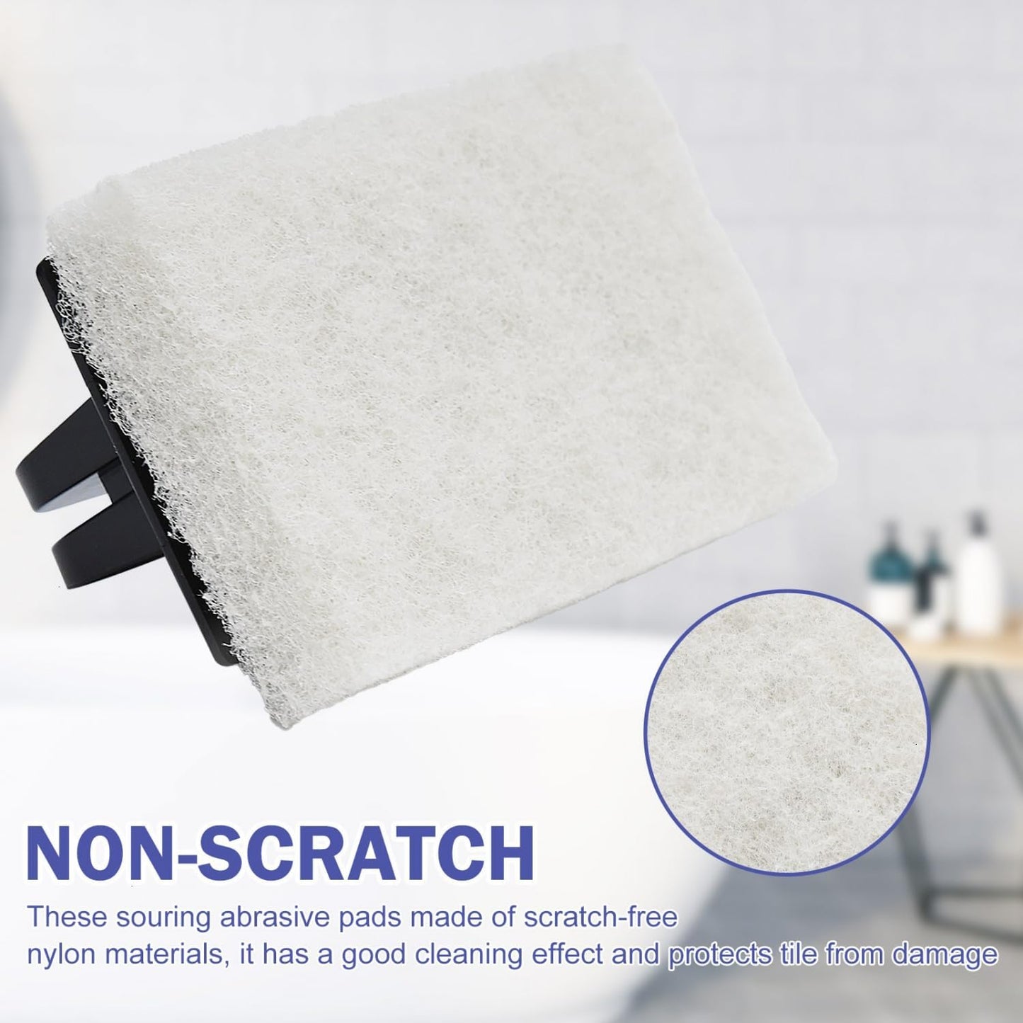 YoleShy Handled Scrubber Set, Non-Scratch Bathroom Scrubbing Pads, Bathtub Scrubber with Handle, Reusable Cleaning Sponge for Shower Tile, Bathtube, Sink, Spas Tubs & Swimming Pool Step