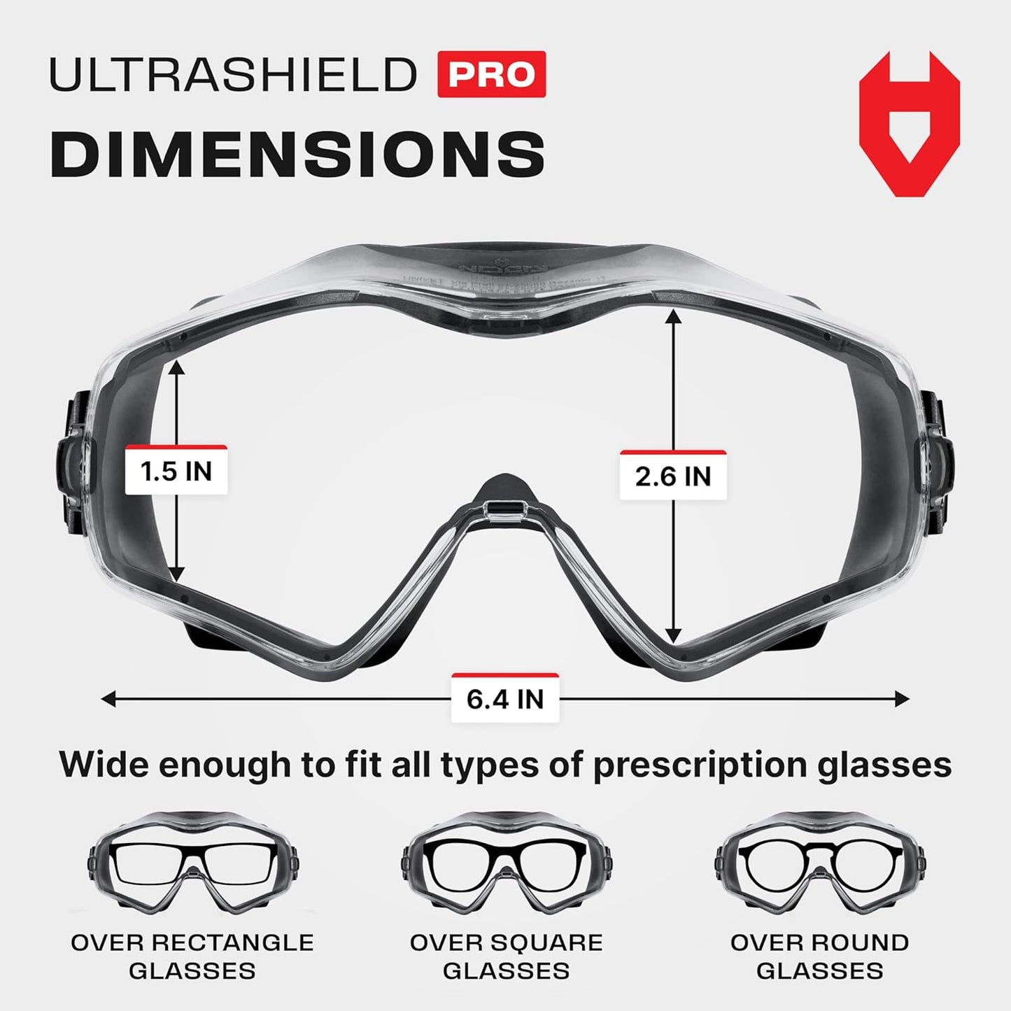 NoCry Safety Goggles Over Glasses with Extreme Impact Resistance — ANSI Z87.1 Certified Eye Protection with Anti-Fog, Anti-Scratch and UV380 Lenses — Adjustable Strap — Ideal for the Chemistry Lab