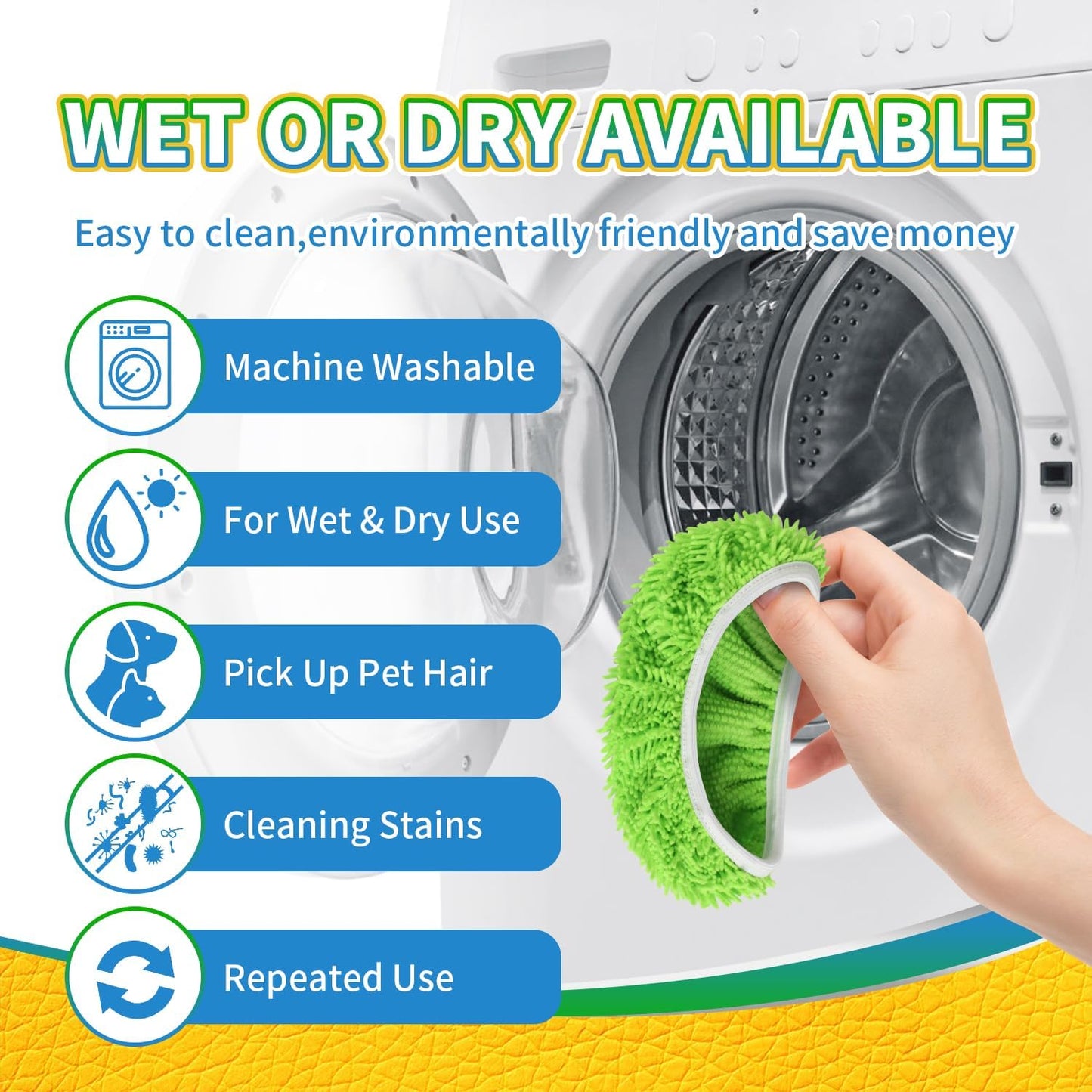 6Pcs Reusable Microfiber Mop Pads Compatible with Swiffer Sweeper Mop, Wet and Dry Flat mop Cover, Replacement Sweeping Mopping pad Refills for Surface/Hardwood Floor Cleaning