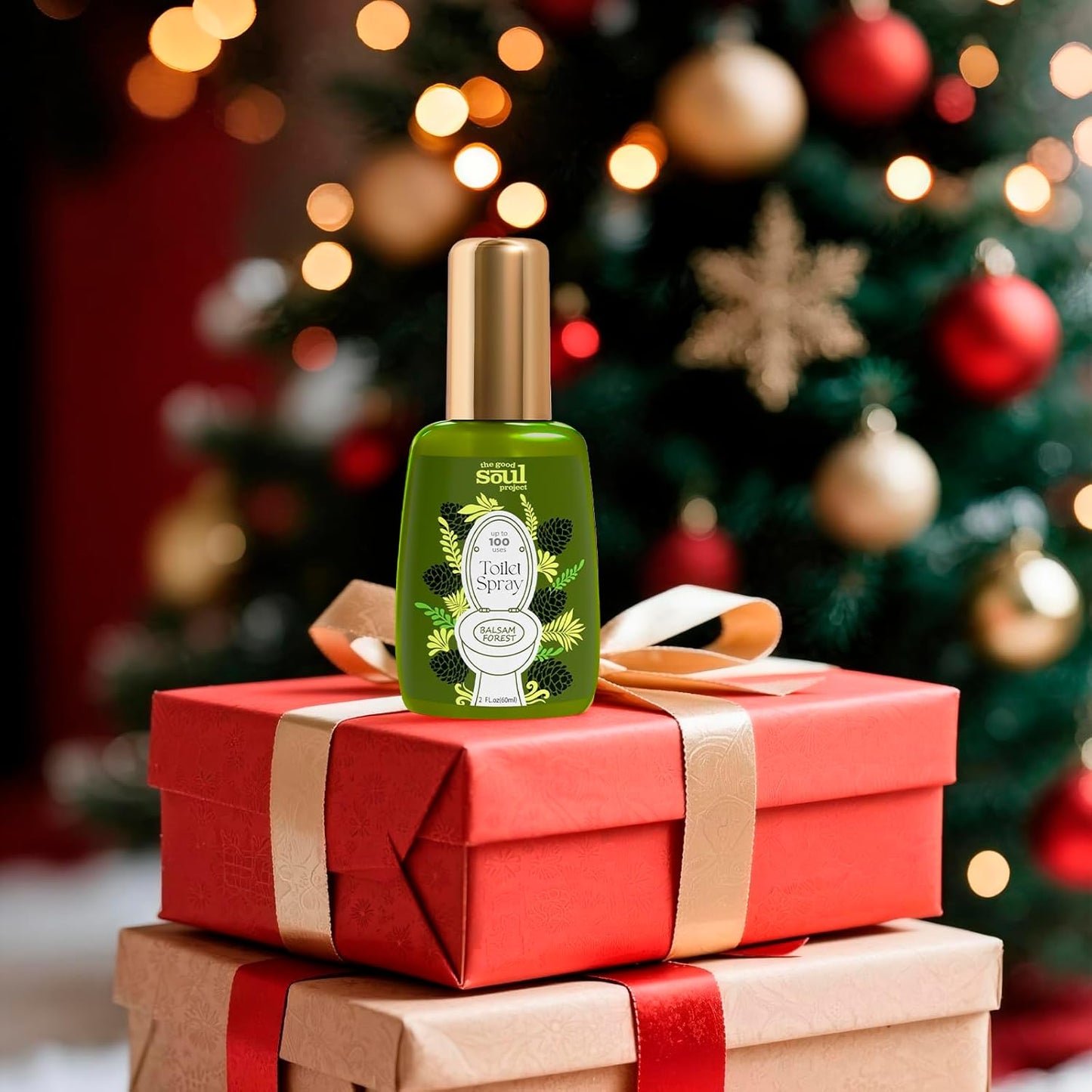 Holiday Toilet Spray, Balsam Forest, 4 Fl.Oz, Up to 200 Uses, Eliminates Bathroom & Toilet Odors, Air Freshener Bathroom Spray