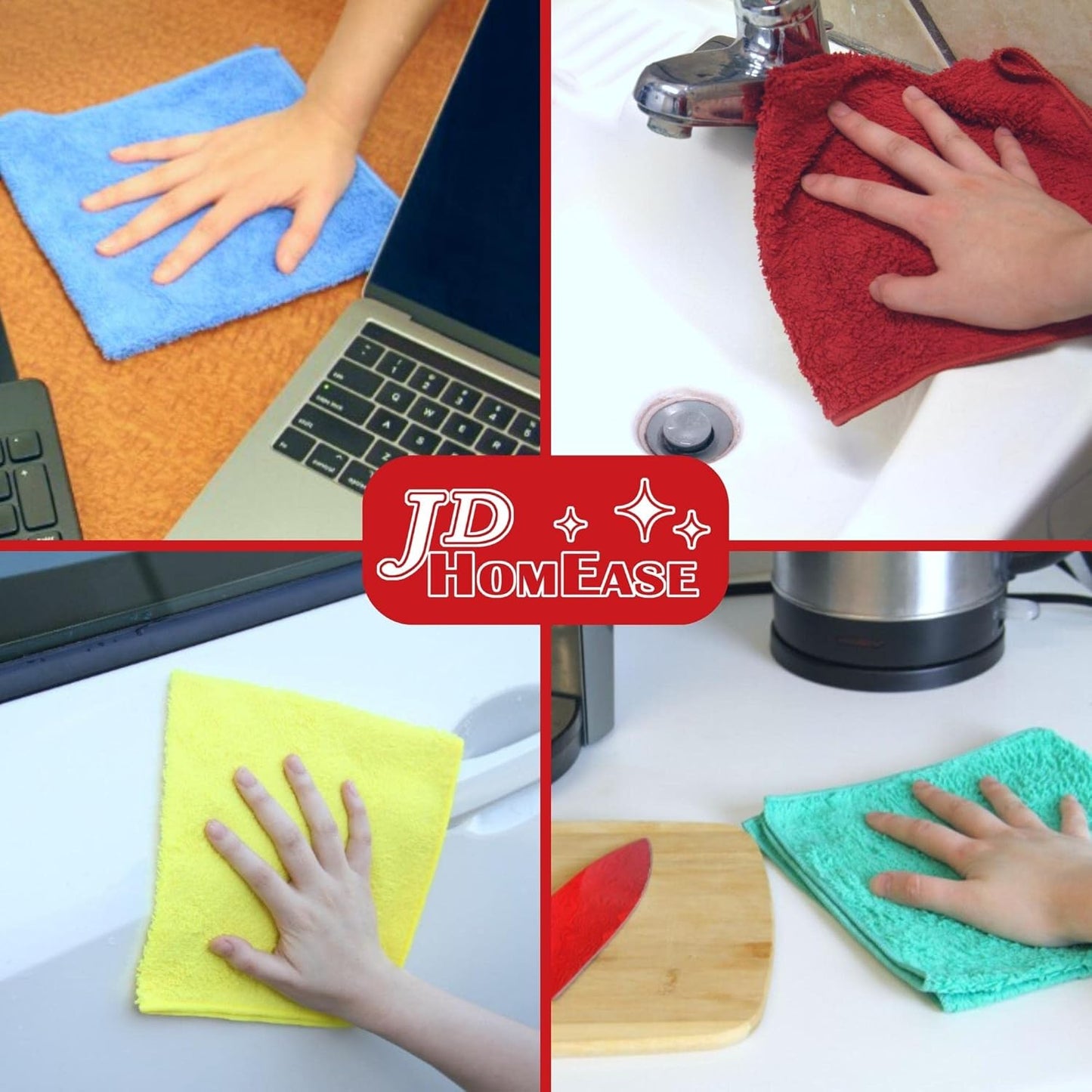 Microfiber Cleaning Cloths,12 Pack, 16"x16", All-Purpose, Softer, Highly Absorbent, Lint-Free, Reusable, Washable Pro Towels, Yellow, for House, Kitchen, Bathroom, Car, Office