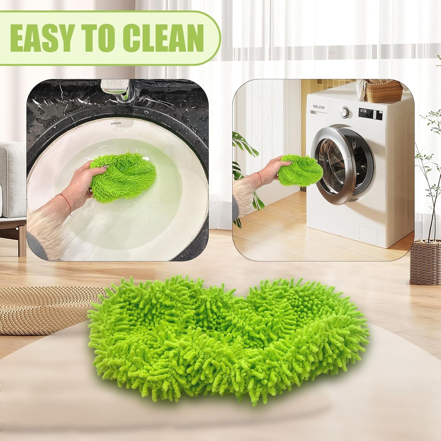 Reusable Mop Pads Refill Compatible with Swiffer Sweeper Mop, Microfiber Wet Mopping Cloths for Floor Cleaning , Ideal for Home Cleaning Washable Floor (4)