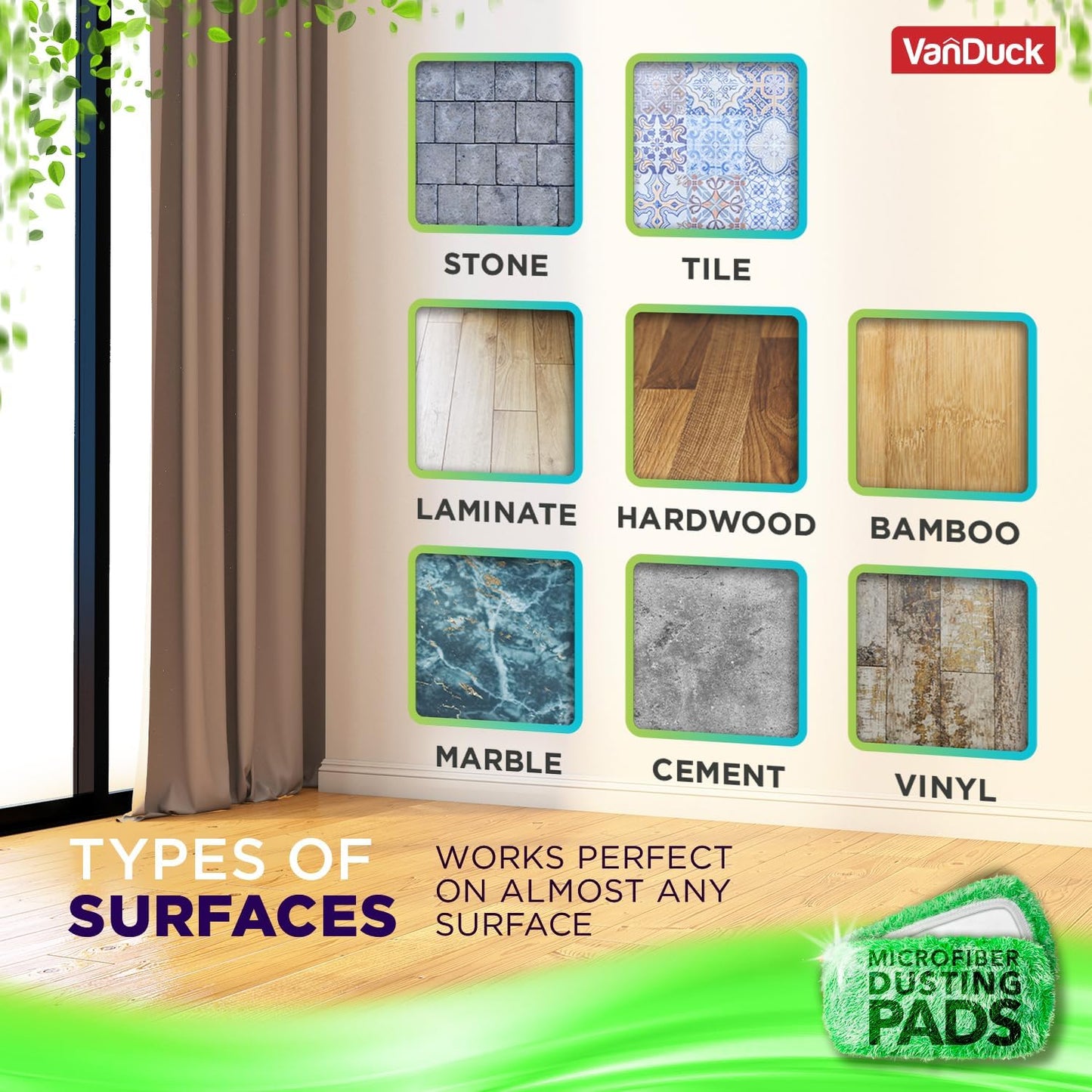 VanDuck Floor Duster Refill Compatible with Swiffer Sweeper Mop (4 Pack) - Microfiber Pet Heavy Duty Dry Cloth Refills - Reusable Mop Pad