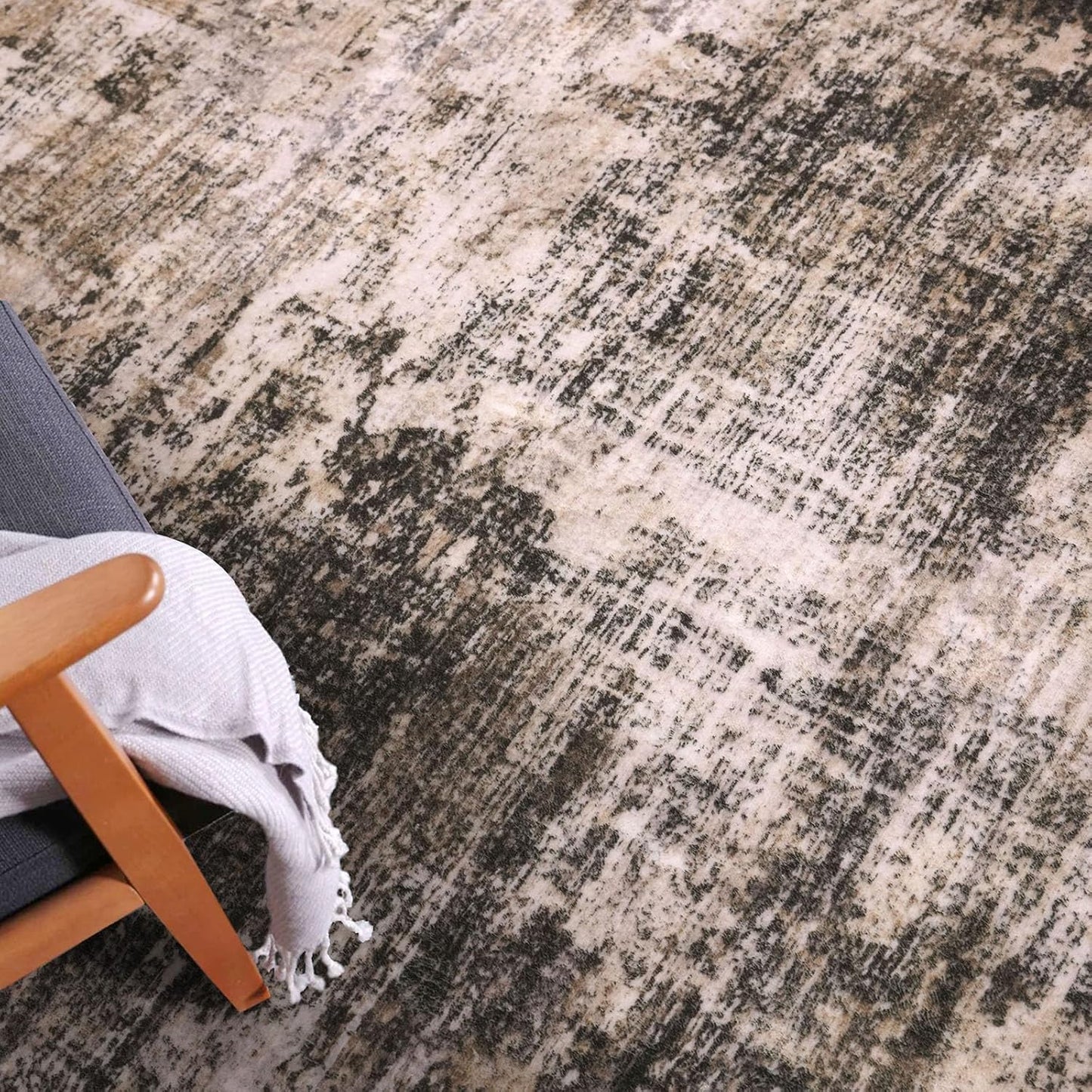 IOHOUZE Small Abstract Area Rug 2x3 Ft Entryway Rugs Washable Door Mat Indoor Entrance, Rubber Backed Throw Rugs, Printed Faux Wool Non Slip Floor Carpet for Foyer Front Door Sink, Brown/Rust