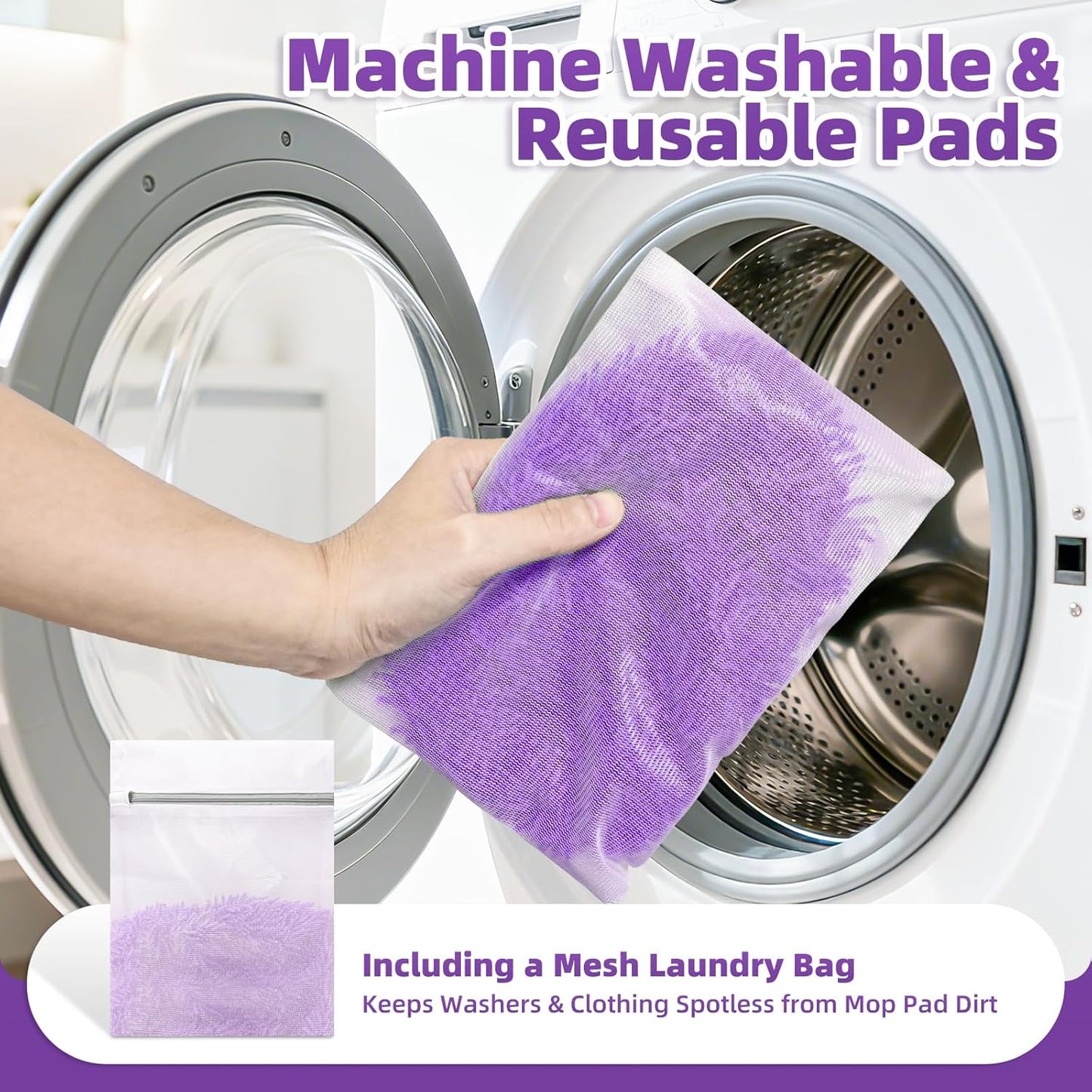 Reusable Mop Pads Compatible with Swiffer Sweeper Mop - Microfiber Dry Sweeping Cloths & Washable Wet Pads Refill Chenille Wet Mopping Cloths for Use on All Sealed Floors Cleaning(Mop is not Included)