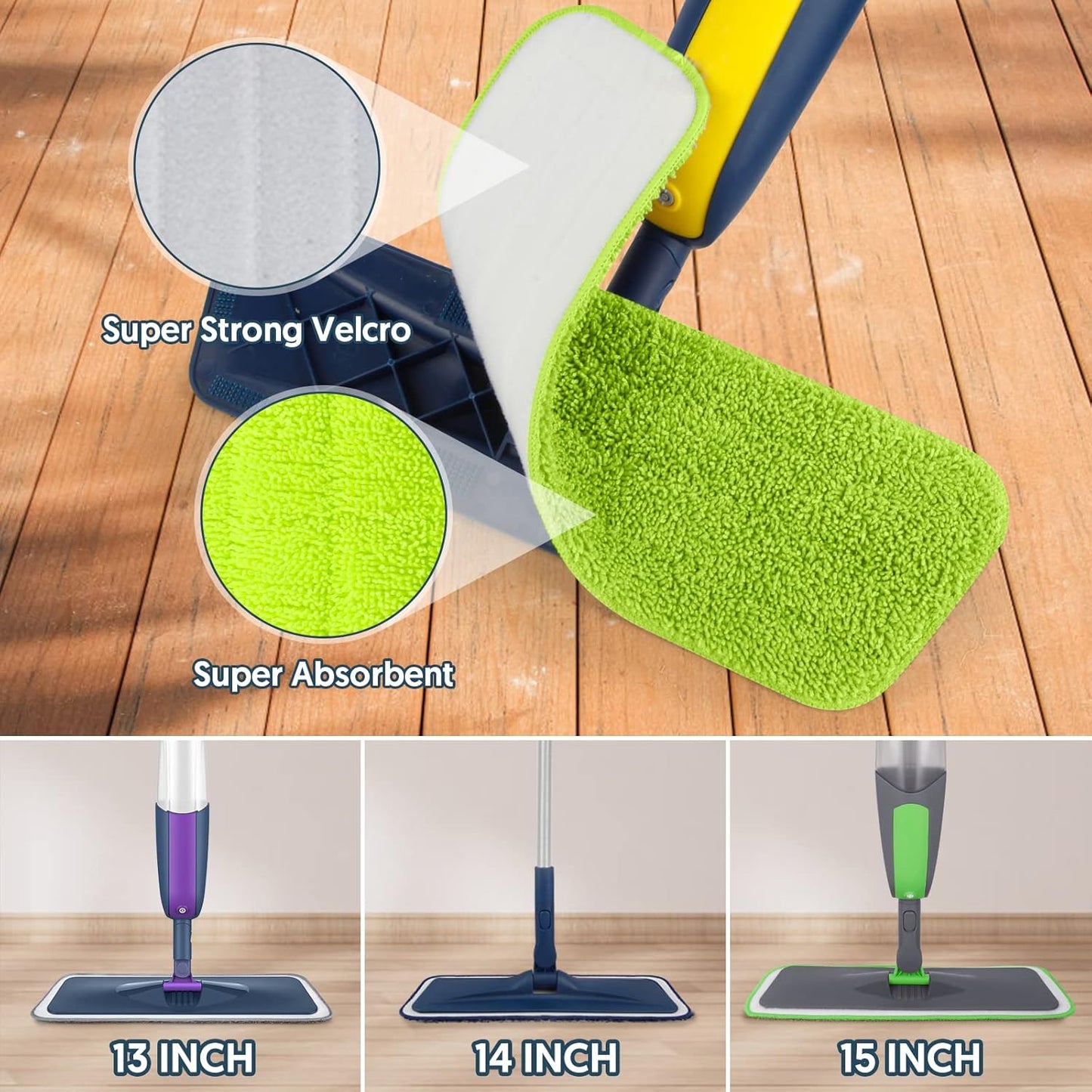 7 Count Reusable Microfiber Mop Pads for Swiffer PowerMop- MEXERRIS PowerMop Refills Hard Wood Floor Mop Pads Machine Washable, Wet Dry Dust Mop Pads Replacement for 13''-15'' Spray Wet Mops