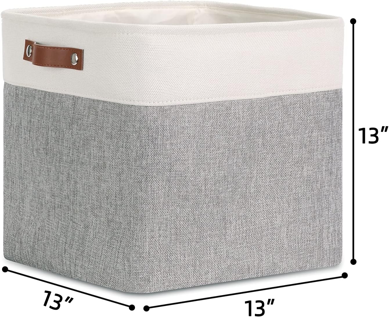 DULLEMELO Cube Basket for Storage, Collapsible Fabric Cube for Organizing, Storage Cube for Closet, Laundry, Nursery, Shelves, Decorative Basket for Gifts Empty (White&Gray)
