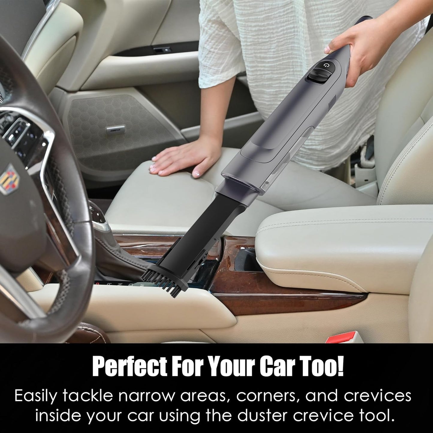 Handheld Vacuum Cordless, Lightweight 1.4lb with Powerful Suction, Charging Dock, Single Touch Empty and Detachable Dust Cup (Frosted Silver)