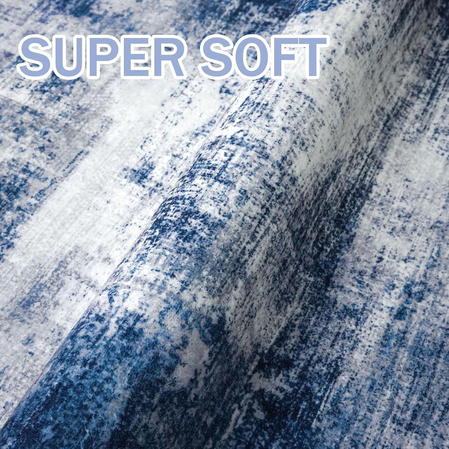 IOHOUZE Abstract Runner Rug 2x7 Ft Washable Runners for Hallways, Non Slip Kitchen Runner Printed Faux Wool Entryway Runners Indoor, Modern Abstract Floor Carpet for Hall Kitchen Bedroom, Navy/Grey