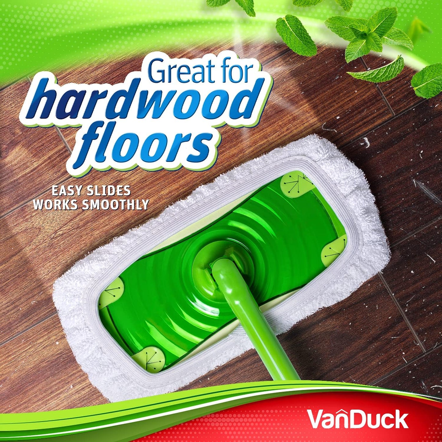 VanDuck Reusable 100% Cotton Mop Pads Compatible with Swiffer Sweeper (2-Pack), Terry Cloth Mop Covers Washable for Wet Mopping and Floor Cleaning (Handle is Not Included)