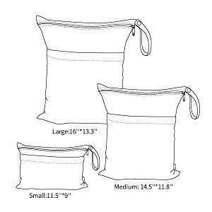 ALVA ALVABABY 3pcs Baby Cloth Diaper Wet Dry Bags Waterproof Reusable - Image 5