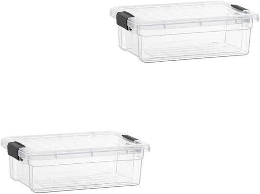 Superio Clear Storage Boxes with Lids, 2.3 Quart Plastic Container Bins for Organizing, Stackable Crates, BPA Free, Non Toxic, Odor Free, Organizers for Home, Office, School, and Dorm, 2 Pack