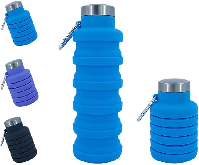 Collapsible Water Bottles 24oz, Odorless BPA-Free Silicone, Leak-Proof Foldable by VadoWorld