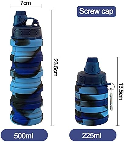 Collapsible Water Bottles 2 pack Travel Water Bottle 500ML Silicone Water - Image 2