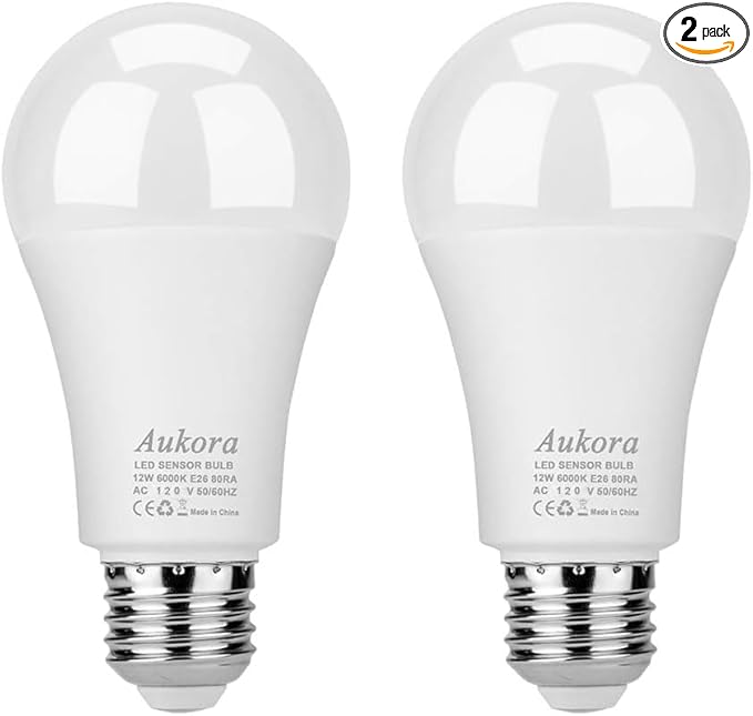 Aukora Dusk to Dawn Light Bulb, 12W Smart Sensor Light Bulbs Super Bright E26 by AUKORA