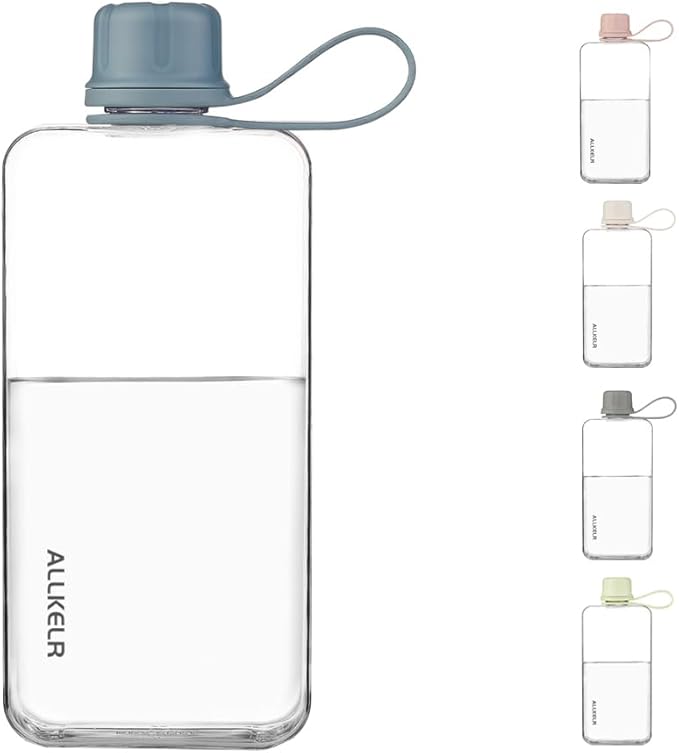 Portable Flat Water Bottle, BPA Free Reusable Tritan Plastic Travel Water - Image 3