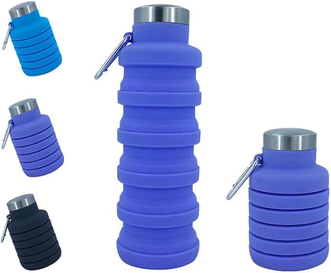Collapsible Water Bottles 24oz, Odorless BPA-Free Silicone, Leak-Proof Foldable by VadoWorld