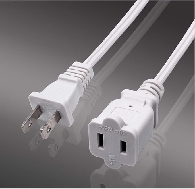 10FT 2 Prong Indoor Extension Cord, Thin White Extension Cords Male/Female - Image 9