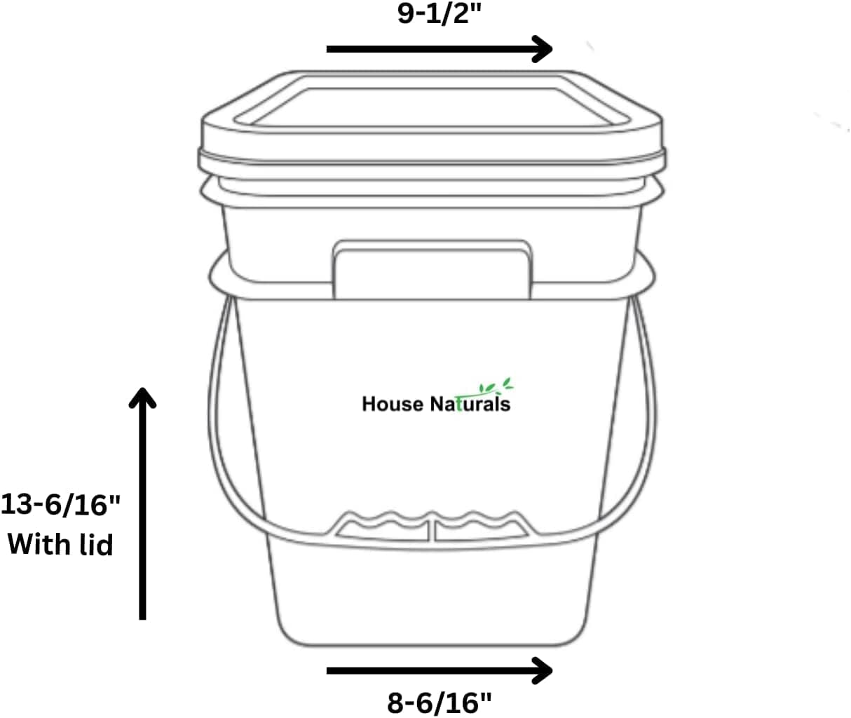 House Naturals 4 Gallon Square Food Grade Bucket Pail with Plastic Handles and Lid (Pack of 3) Made in USA containers (Yellow/Purple/Dark Green)