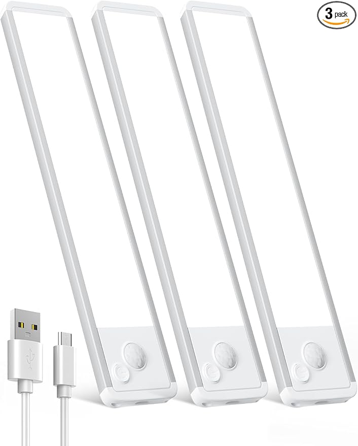 Under Cabinet Motion Sensor Lighting: 10 Inch Dimmable Rechargeable Lights by Vozuji
