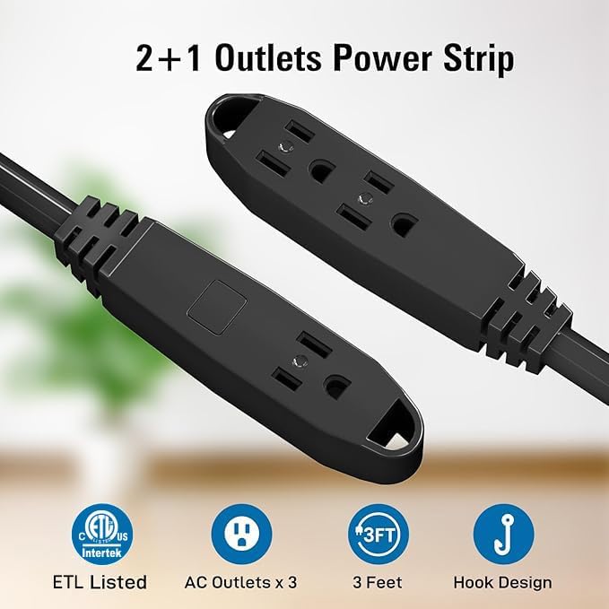 K KASONIC - 100-Feet 3 Outlet Extension Cord, UL Listed, 16/3 SJTW 3-Wire - Image 3