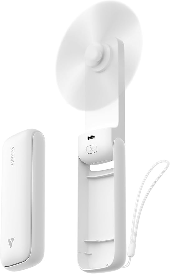 Aecooly Slim Portable Fan 2 Pack, Thin Handheld Fan, USB Rechargeable Mini by Aecooly