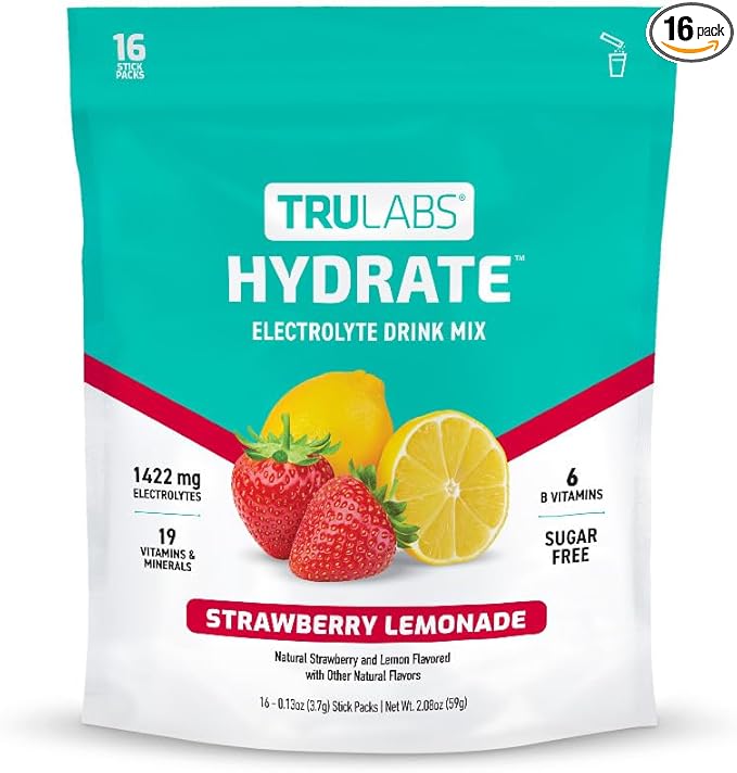 TRULABS Hydrate Electrolyte Drink Mix – Strawberry Lemon Flavor, Sugar-Free by Unknown