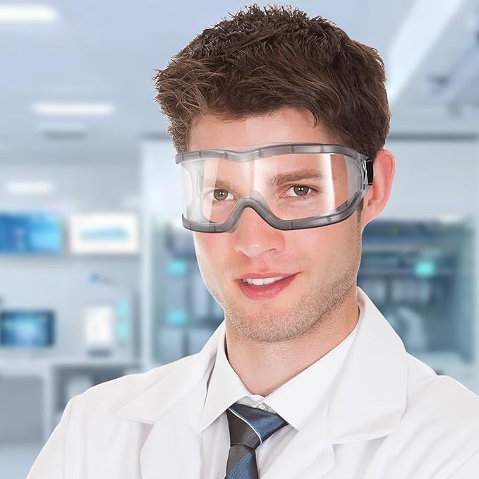 Chemistry Lab Safety Goggles,that Fit Over Glasses,Scientific, Construction, Woodworking, Anti-Fog,Splash,Vent