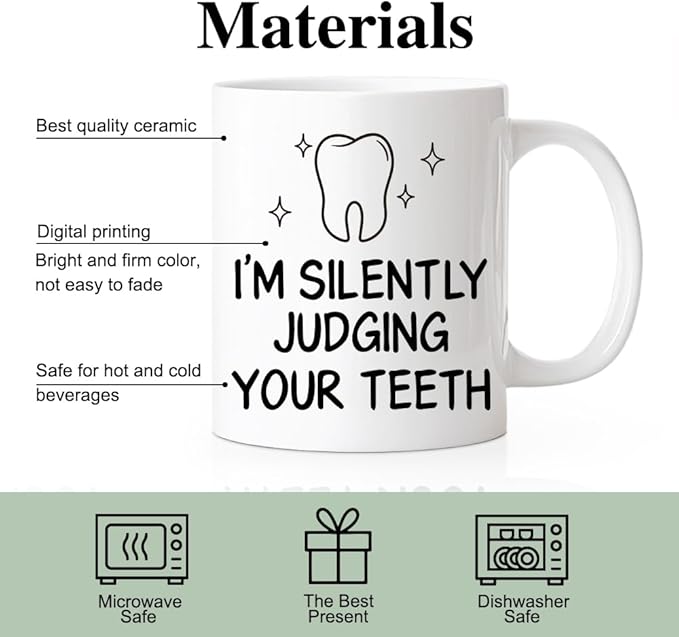 RZHV I'M Silently Judging Your Teeth Funny Coffee Mug, Thank You Birthday Gifts - Image 3