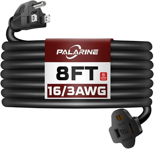 8ft Black Outdoor Extension Cord Waterproof, UL Listed, 16/3 SJTW Heavy Duty 3 by PALARINE