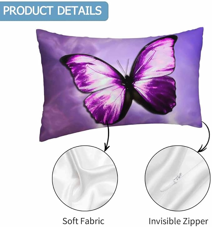 Purple Butterfly Couch Pillow Covers 12 X 20 Vibrant Magical Nature Insect Set - Image 3