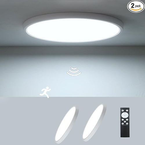 2 Pack ZSYUBO 12 Inch Motion Sensor Ceiling Light Wired, 24w Flush Mount Light by Unknown