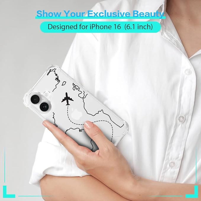 FANXI Minimalist Airplane Travel Map Phone Case Compatible - Image 7