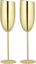 TJ Champagne Glasses Set of 2 Stainless Steel Champagne Flutes 8.5 oz by TJ
