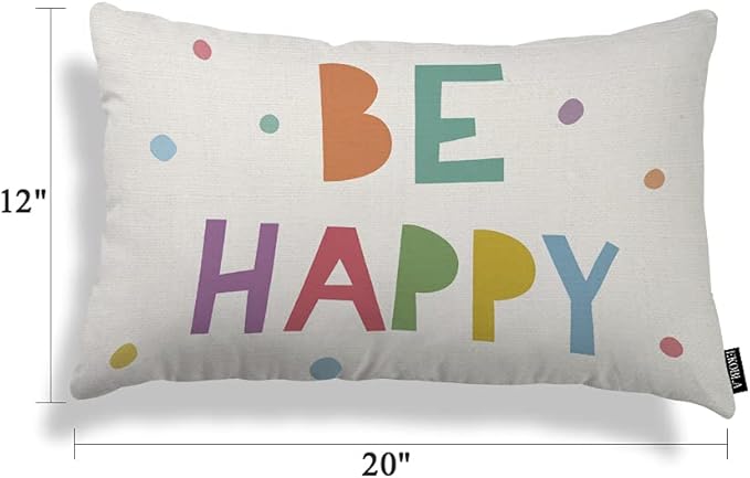 EKOBLA Be Happy Home Decorative Rectangle Pillow Cases Colorful Dots Cheerful - Image 5