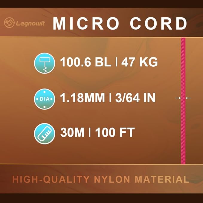 Micro Paracord, 1.18mm x 100ft Thin Mini Utility Braided Small Paracord - Image 2