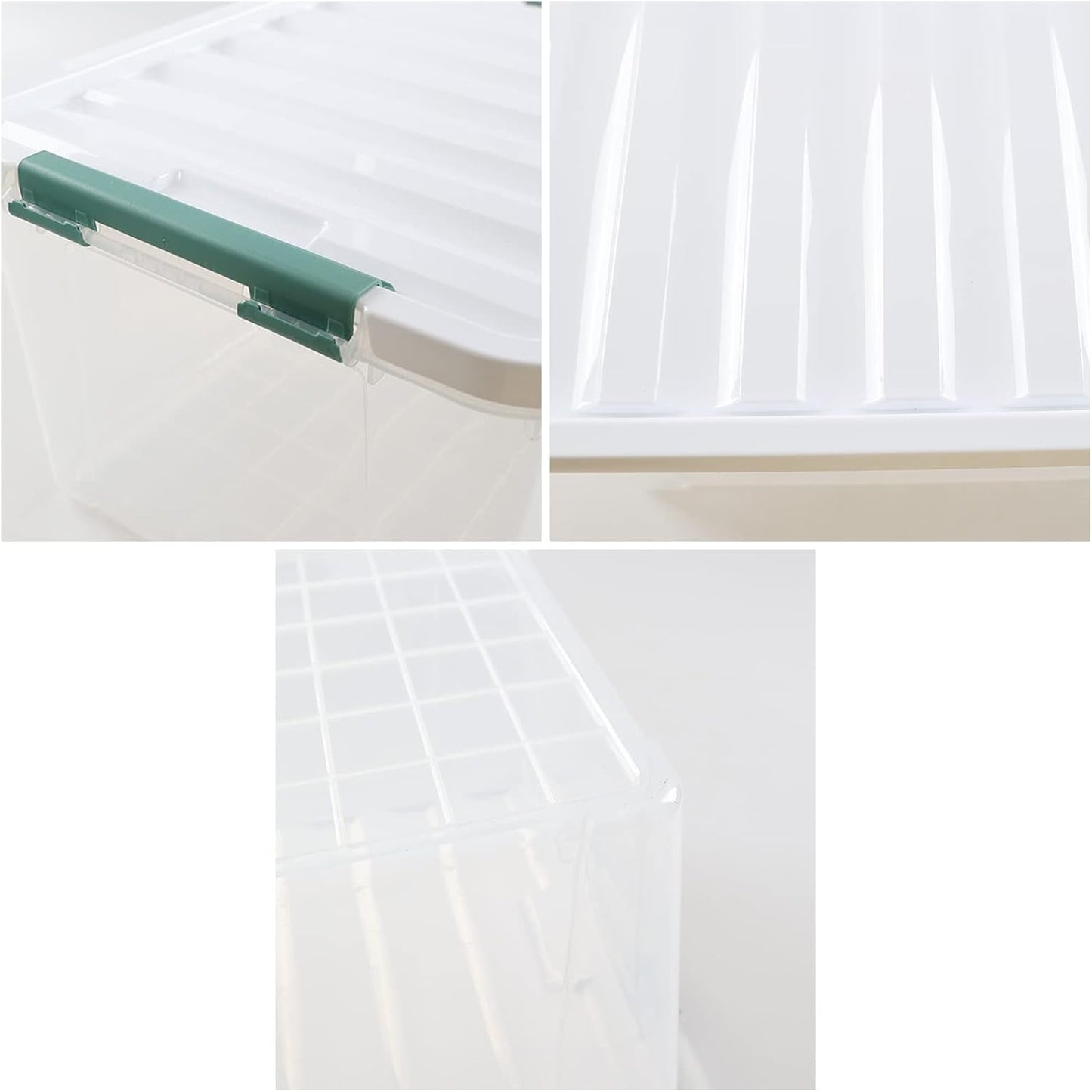 35 L Clear Large Storage Box, Plastic Storage Bins, Set of 4
