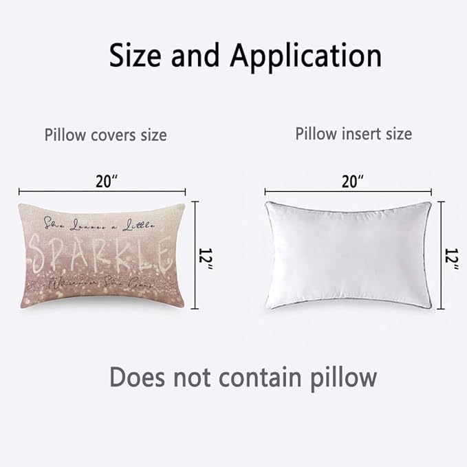 TKS MITLAN Sparkle Pillow Covers 12x20 Inch Glitter Pink She Leaves A Little - Image 4
