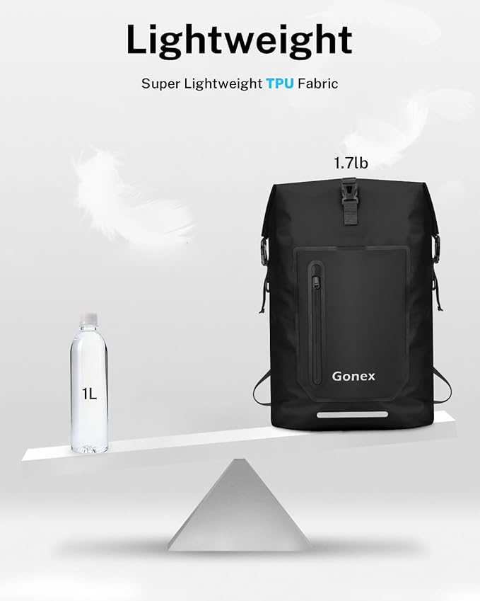 Gonex Ultralight Waterproof TPU Backpack, 35L Roll Top Dry Bag - Image 3
