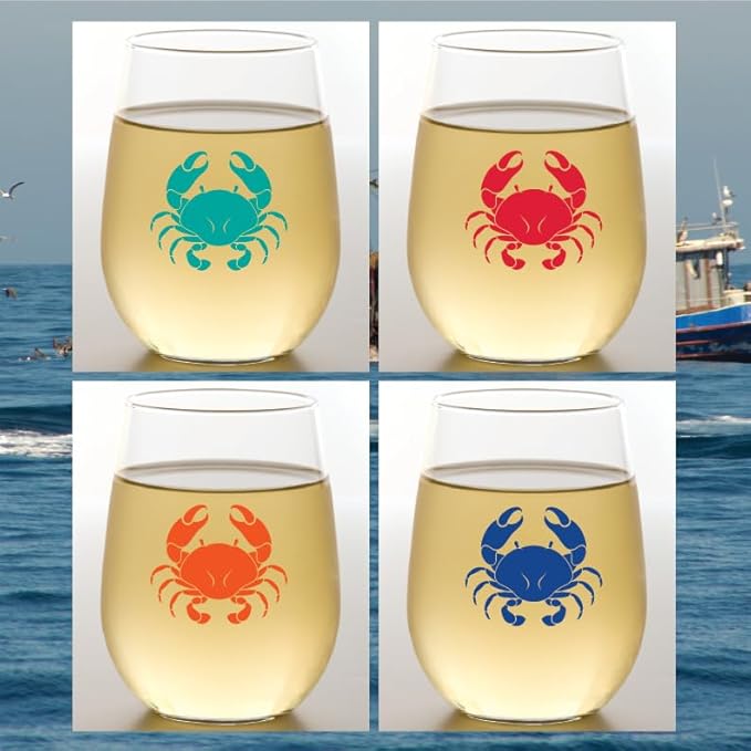 Set of 4 Shatterproof Designer 16 oz Plastic Wine Glasses MADE in the USA by Unknown